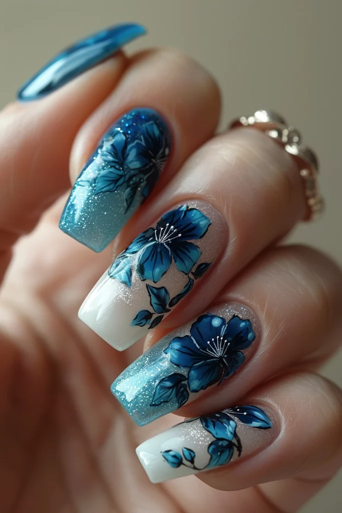 Blue and White Nail Designs