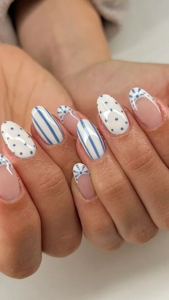 Blue and White Nail Designs